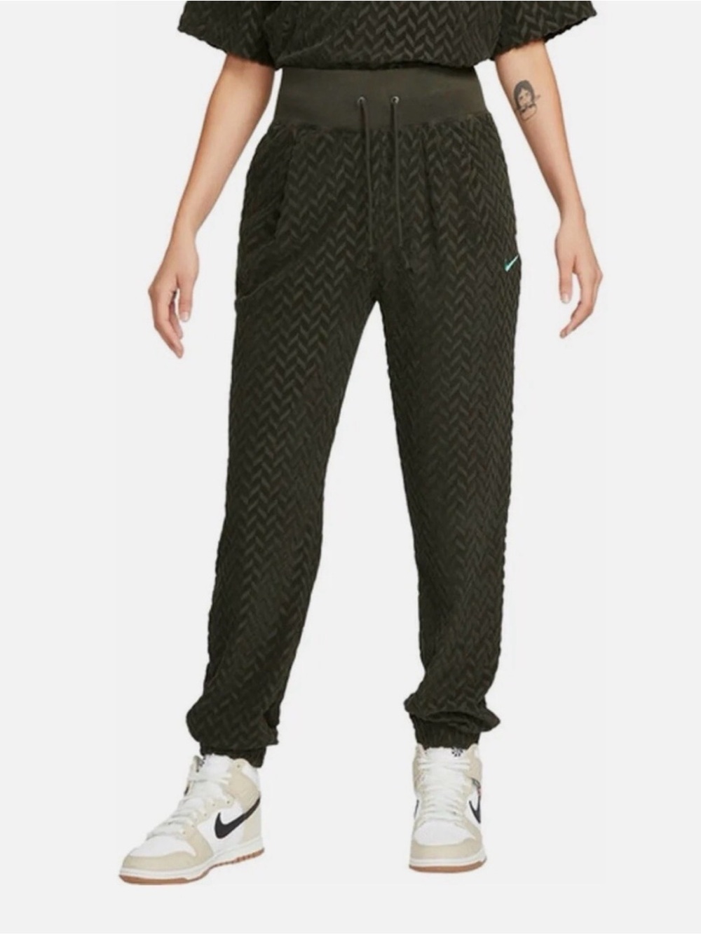 Nike Olive Chevron Quilted Track Joggers 2XL